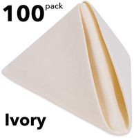 Ivory Cloth Napkins – 100 Pack of 20” Large Dinner Table Linen - Easy Care and Perfect for Restaurant, Hotel, Wedding or Catering – Commercial Quality neatly Hemmed Napkins in Premium Weight Fabric