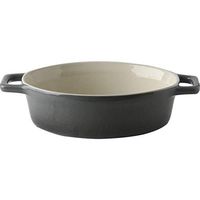 Home big wrist Ceramic Tableware Fruit Salad Tray Binaural Baking Bowl Baking Dish Food Utensils Gradient Gray 25.3x16x5cm Decorative hotel retro soup bowl