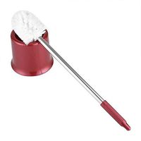Vesna Stainless Steel Bathroom Cleaning Toilet Brushes Holder with Canister Sets Home Hotel Tool Accessory (Burgundy)