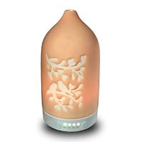 Aroma Essential Oil Diffuser Aromatherapy Humidifier: Perfect Decor Gift-Birds On The Tree Handmade Ceramic 100mL Cool Mist Air Difuser Auto Shut-Off for Home Office Bedroom Yoga Meditation (Orange)