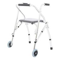 Walkers Old People Stainless Steel with Front Roller with Seat, Foldable Walking Aid, Elderly Disabled Walking Aid for Bath Toilets