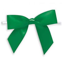 Weststone 50pcs Green Satin Ribbon Bows 3 1/2" Span x 2" Tail, Ribbon Width 1", Pre-Tied Bows or Self-Adhesive Bows
