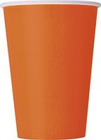 Unique Industries, Disposable Paper Cups, Party Supplies - Orange, 12oz, Pack of 10