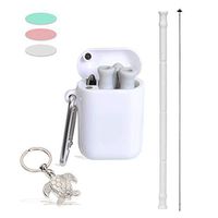 Collapsible Reusable Straws, 1 Pack Portable Folding Drinking Straws Food-Grade Foldable Silicone Straws with Carrying Case and Cleaning Brush Keychain, BPA Free