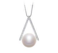 Triangle White 12-13mm AA Quality Freshwater 925 Sterling Silver Cultured Pearl Pendant For Women