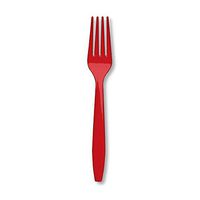 Creative Converting Touch of Color Premium 48 Count Plastic Forks, Classic Red