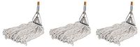 Genuine Joe Cotton Wet Mop with Handle 60" Width x 0.94" Height; Cotton HeadWood Handle – Lightweight (Тhrее Расk)