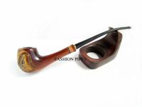 Pear Wood Churchwarden Handcrafted Pipe Long Lady Pipe Inlaid "Spring Style" (Summer)