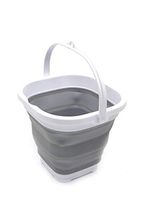SAMMART 2.6L (0.68 Gallon) Super Mini Sqare Collapsible Plastic Bucket - Foldable Square Tub - Portable Fishing Water Pail - Space Saving Outdoor Waterpot (1, Grey)
