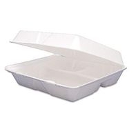 Dart 85HT3R Foam Container, Hinged Lid, 3-Comp, 8 3/8 X 7 7/8 X 3 1/4, 200/carton