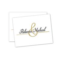 Simple Script Personalized Note Cards - Black & Gold