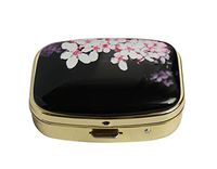 Halulu Cherry Blossom Flower Personalized Design Square Gold Pill Case Decorative Metal Medicine Vitamin Organizer Unique Gift