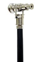 Vintage Look Brass Handle Victorian Telescope Head Foldable Wooden Walking Stick Cane (Detachable)