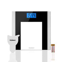 Tenergy Body Weight Scale with Step-On Technology, Tempered Glass Platform w/Backlit LCD, High Precision Digital Bathroom Scale, 400-Pound Capacity, Bonus Body Measuring Tape & Batteries Included