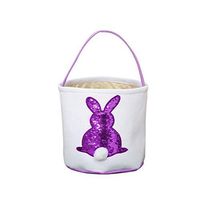 Ochine Easter Bunny Basket Kids Treat Bag Burlap Dual Layer Egg Candy Gift Presents Holder Tote Storage Bag