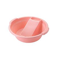 GEF Washboard, Laundry Wash Basin Washboard Plastic Washing Board,Round Anti-Skid Household Laundry Tub,Pink