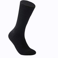Facool Men's Women's Merino Wool Diabetic Crew Socks with Seamless Toe, Non-Binding Top, Cushion Sole 1 Pairs Black M Size