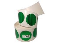 Green Legal Embossing Labels, Metallic Foil Stickers, 2" Starburst Serrated Edge Seals, (Awards, Crafts, Envelopes, Notary Embossing) ROLL of 1000