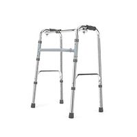 PIWYHOW Height Adjustable Folding Adult Walker, Portable Aluminum Elderly Rehabilitation Standing Aid, Compact Lightweight Walking Frame, Silver