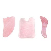 MUOBOFU Pink Rose Quartz Gua Sha Board for Face,Eye,Neck,Body Skincare,100% Natural Healing Stone GuaSha Beauty Tools for Slimming,Toning and Firming Skin (3 Packs)