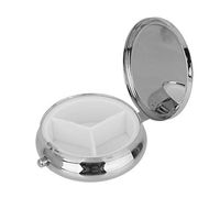 Nightkids 1pcs Round Metal Waterproof Portable Travel Medicine Storage Box 3 Grid Pill Organizer Small Pocket Pill Box Travel Pill Box Comes with A Small Mirror