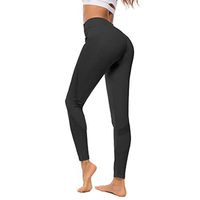 Kiyotoo Yoga Pants for Women with Pocket High Waist Gauze Non See Through Yoga Leggings for Workout Athletic Runnig Cycling Black