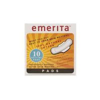 Emerita Feminine Hygiene Products Ultra Thin Pads, Daytime with Wings 10 count Natural Cotton Pads