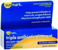 sunmark First Aid Antibiotic with Pain Relief Ointment 1 Ounce Tube, 49348060072 - Sold by: Pack of ONE