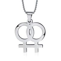 Women New Lesbian Double Pride Pendant Necklace Symbol Explanation Female Prom Pretty Beautiful Bright Simple Lovely Cheap Elegant Jewerly Comfortable Accessory