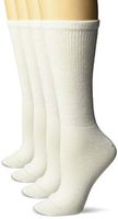 Dr. Scholl's Women's Diabetes and Circulatory Crew Socks 4 Pair, White, Shoe Size: 8-12 (Large)