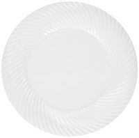 Party Essentials 14-Count Hard Plastic 9" Lunch/Dinner Plates with Swirled Rims, White