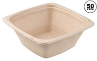 [50 Pack] 32oz Compostable Square Container Eco Friendly Bowls - Square Bowl Tree Free Sugarcane Bagasse Meal Prep Bento Boxes Take Out Catering Microwavable Deep Container by EcoQuality