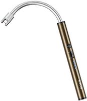 RONXS Lighter, Upgraded Candle Lighter Camping Lighter Grill Lighter USB Lighter Plasma Arc with LED Battery Display Safety Switch, Longer Flexible Neck for Candle Cooking BBQs Fireworks (Champagne)