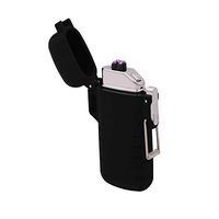 Waterproof Dual Arc Lighter Windproof USB Rechargeable Plasma Lighter Slim Design (Black)