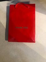 One Dozen Red"Thank You" 4" X 3" Paper Favor Bags with Handles