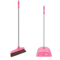 Broom and Dustpan With Long Handle Telescopic Up Household Soft Brush Broom And Dustpan Non-Slip Handle Multi-Function Windproof Broom Set Office Garage Schools Garden Cleaning Tools