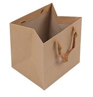 6pcs Square Bottom Paper Bag,Kraft Tote Bag with Ribbon Handles Flowers Gift Candy Paper Bag Bread Bags for Wedding Parties(15X15X15cm,Brown)