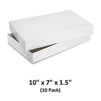White Gloss Cardboard Apparel Decorative Gift Boxes with Lids for Clothing and Gifts, 10x7x1.5 (10 Pack) | MagicWater Supply