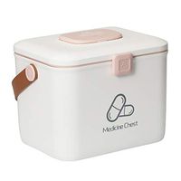 Lzttyee Plastic Medicine Box with Pill Case, First Aid Box Family Emergency Kit Organizer (L White)