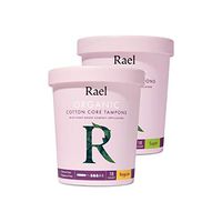 Rael Organic Cotton Compact Tampons - Plant Based Applicator, Chlorine Free, Compact Applicator with Leak Locker Technology (36ct Total), Pack of 2 (Bundle (Regular+Super))