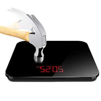 YUN HAI Square Digital Body Weight Scale with LED Display, USB Charging, Large Tempered Glass Platform, Highly Accurate Bathroom Scale Support 396 Ibs (Color : Black)