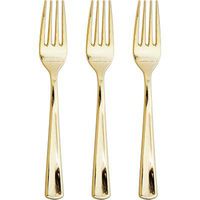 Club Pack Metallic Gold Plastic Forks, Box of 288 Pieces