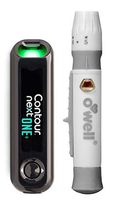 Contour Next Blood Glucose ONE Meter + O'WELL Lancing Device, User Manual, Log Book & Compact Carry Case