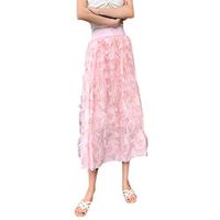 JQjian Summer Cake Cute Short Versatile Skirt for Women, High Waist Medium Long Pleated Skirt (One Size, Pink-1)
