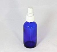 WALLER PAA 4 oz. Cobalt Blue Boston Round GLASS Spray Bottle WHITE Fine Mist Sprayer Global