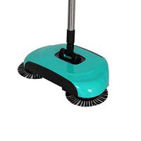 SBQF Household Hand Sweeping Machine Without Electricity 360 Degree Rotating,Automatic Cleaning Push Sweeper Broom Dustpan Trash Bin (Color : Green)