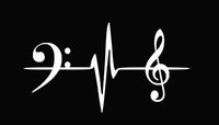 Home Grown Claremore Music Notes Heartbeat - Vinyl Sticker | 5.5" Width X 3" Height | White HGC0714