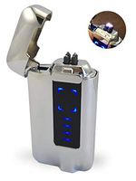 USB Electric Pocket Lighter | Windproof Flameless ARC Rechargeable. Choice of Five Different Color Lighters. (Silver)