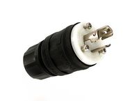 Leviton 24W47-B 15 Amp, 125 Volt, Locking Plug, Industrial Grade, Grounding, Wetguard, Black