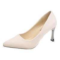 Cenglings Women's Sexy Pointed Toe Shallow Casual Slip On Stiletto High Heels Pumps Plus Size Office Work Leather Dress Shoes(Beige,42)
